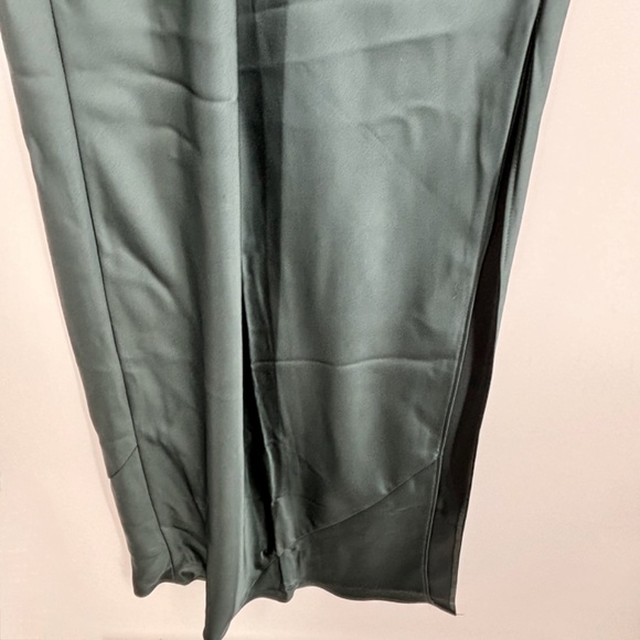 Social Bridesmaid Womens XS Asymmetrical One-Shoulder Cowl Maxi Slip Dress Green - Picture 4 of 11